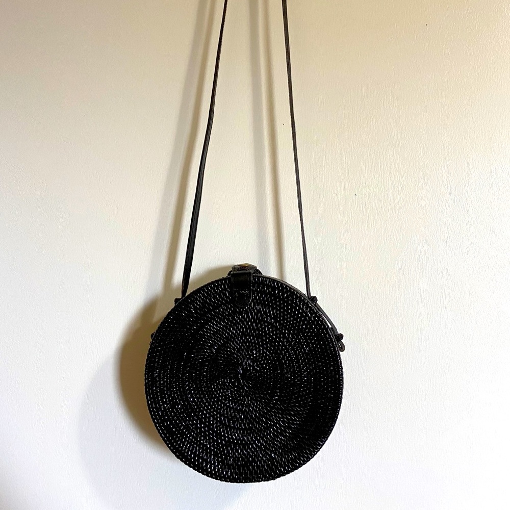Anthropologie straw crossbody